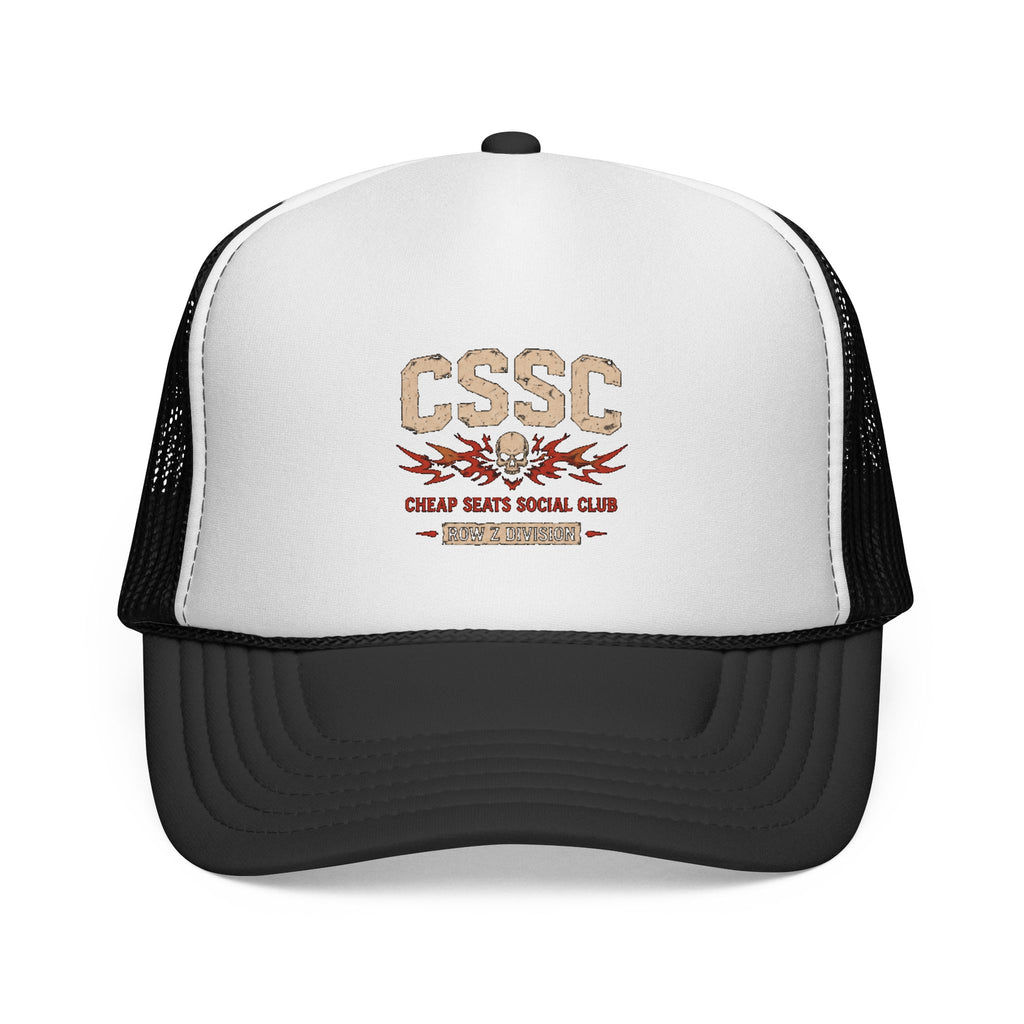 CSSC Trucker Cap — 'Cheap Salty Social Club' Skull & Flames Mesh Hat