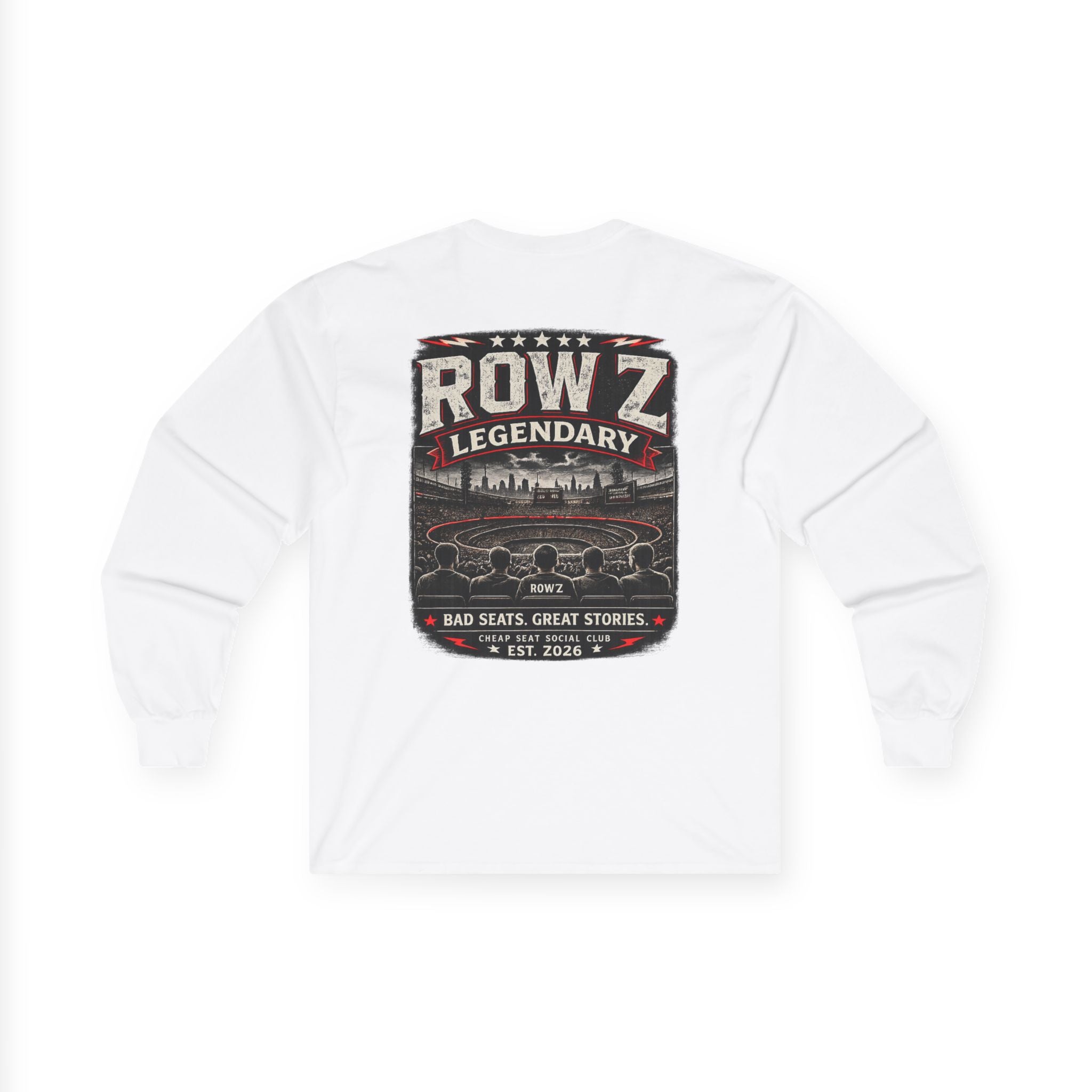 Row Z Legendary Long Sleeve Tee — 'Row Z: Bad Seats, Great Stories' Retro Baseball Shirt