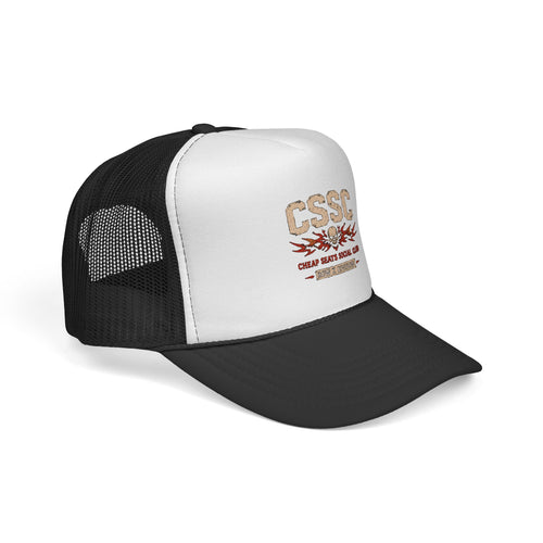 CSSC Trucker Cap — 'Cheap Salty Social Club' Skull & Flames Mesh Hat