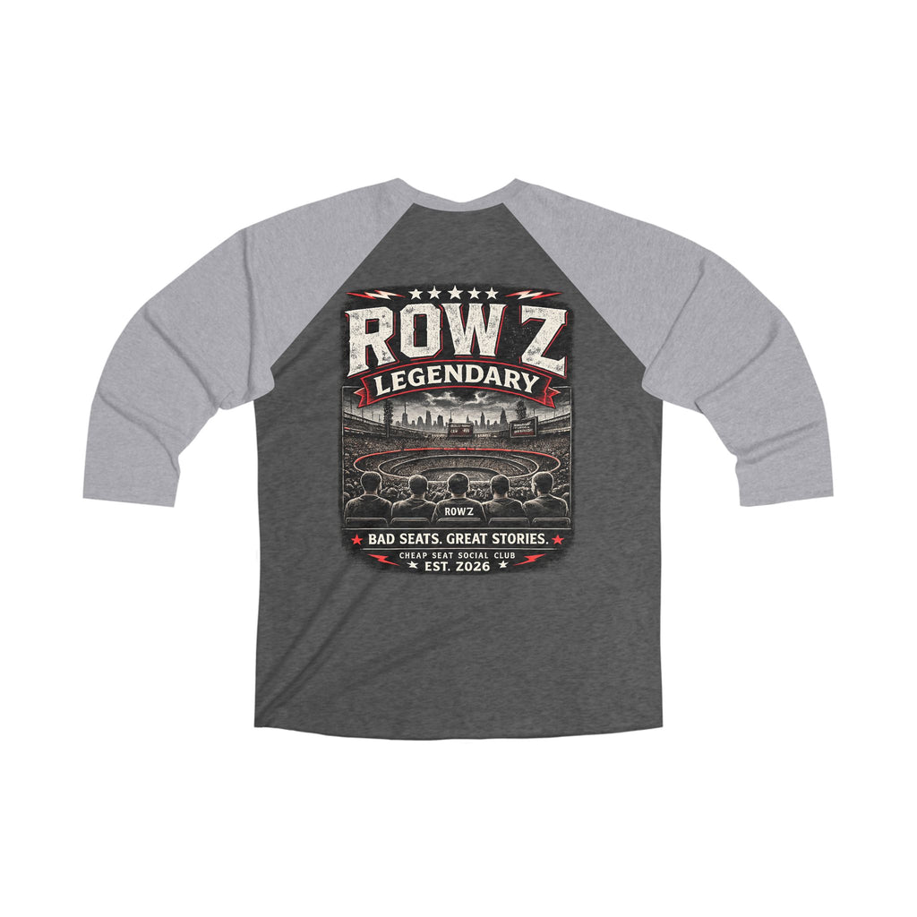 Row Z Legendary Raglan Tee — Vintage Baseball Stadium 3/4 Sleeve Shirt