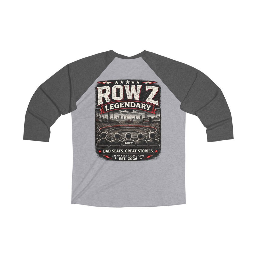 Row Z Legendary Raglan Tee — Vintage Baseball Stadium 3/4 Sleeve Shirt